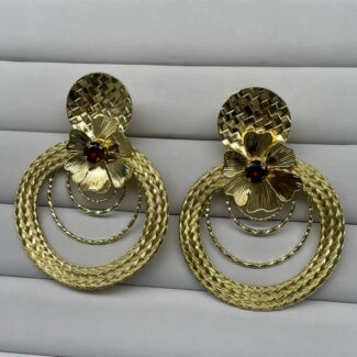 Scarlet Bloom Layered Earrings