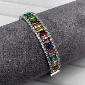Rainbow Luxe crystal Bangle - silver