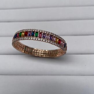 Rainbow Luxe Crystal Bangle - Rose gold
